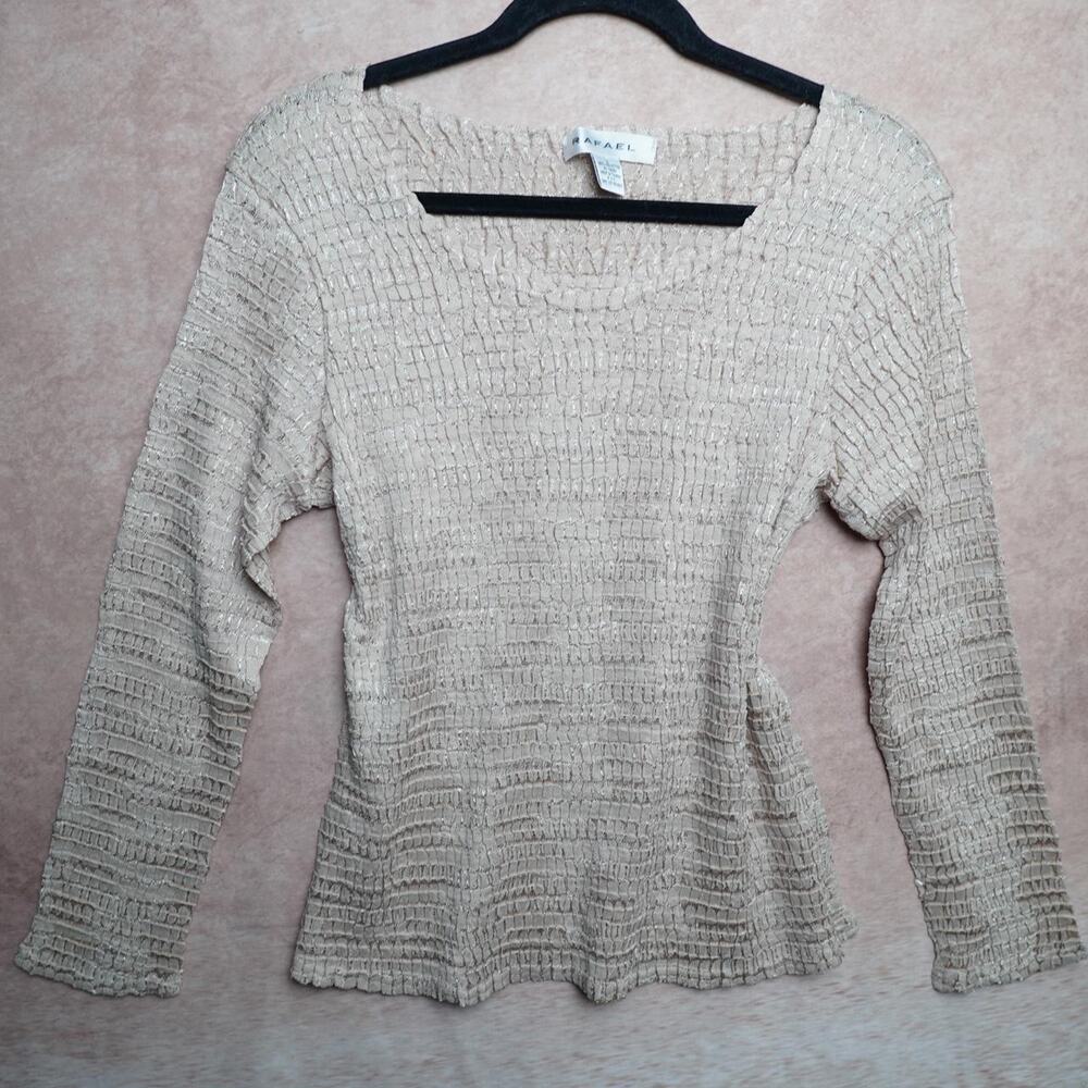 Cream Textured Stretch Top Y2K Large